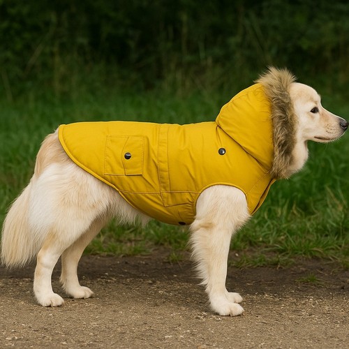 Yellow parka dog fleece coat - parka,